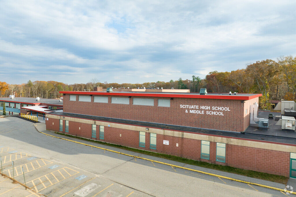 Scituate HS has approximately 467 students grades 9-12 and the middle has 267, grades 6-8.