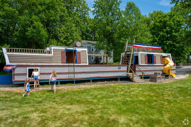 Rockfield children can play on an old canal boat at the Wabash and Erie Canal Park in Delphi.