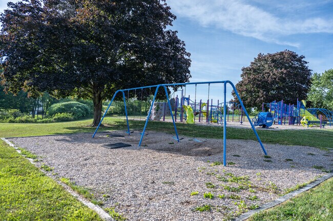 Summit Township Elementary School has swings for the enjoyment of their students to swing on.