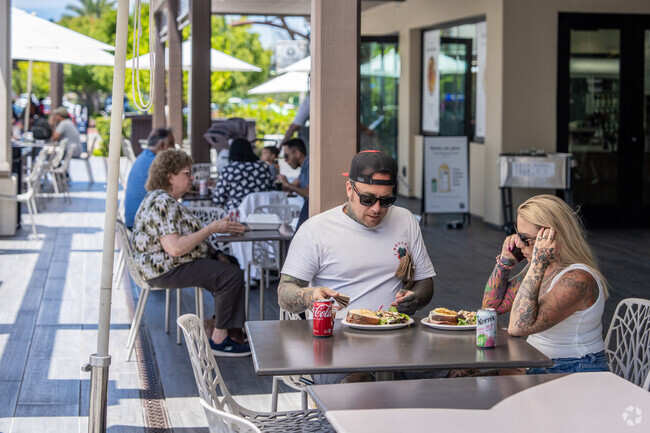 The Veranda is a cool place to eat out in the open air atmosphere of the plaza.