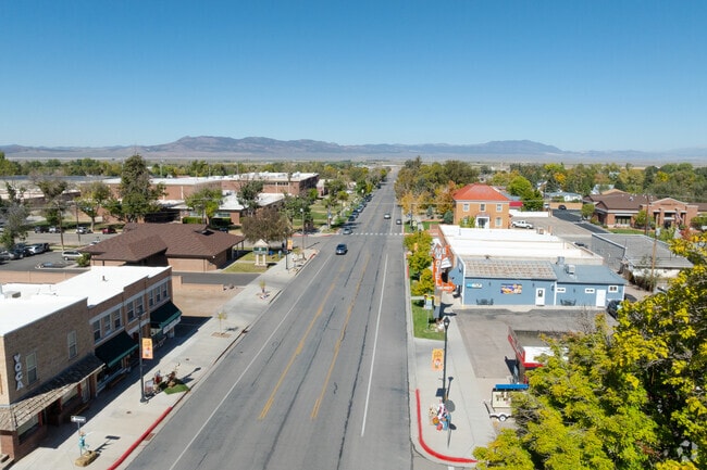 Historic Parowan Main Street offers scenic views of surrounding mountains.