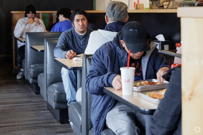 The lunch crowd gathers at Mooyah in Old Tappan for bites and good vibes.