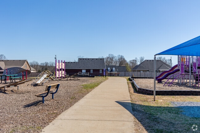 Clyde Riggs Elementary School has paved walking paths for students and teachers to walk on.
