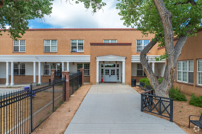 Carlos Gilbert Elementary School's front entrance.