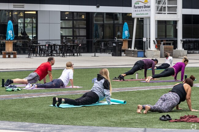 Essentia Health Plaza at The Lights is a great venue for Yoga on the Lawn .