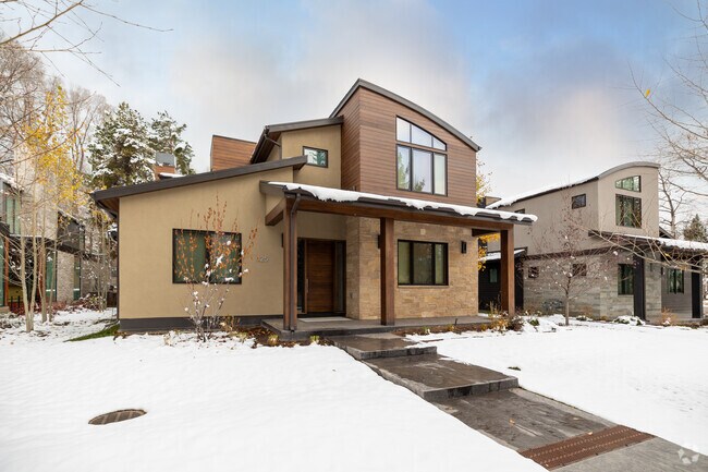 Rows of homes in the West End offer a blend of classic and contemporary Aspen living.