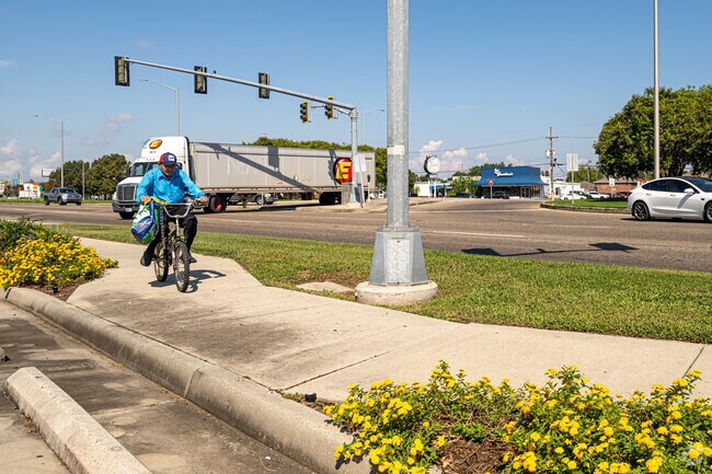 Many residents ride bikes along Veterans Memorial Blvd in Clearview-Transcontinental.