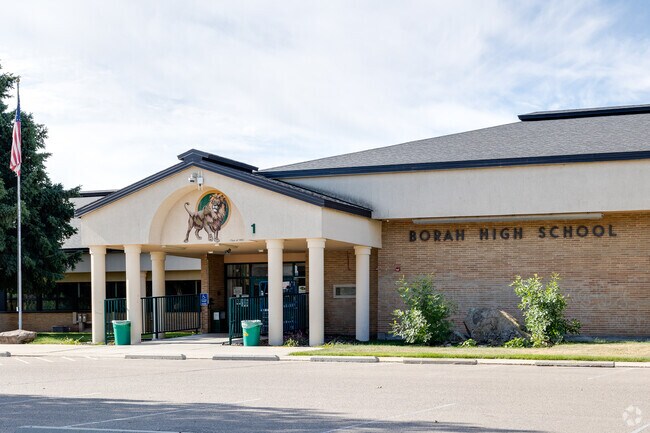 Student front entrance of Borah High School  in the Central Rim neighborhood.