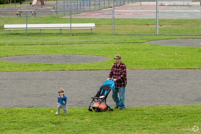 A father enjoys an afternoon playing with his son in North Brookfield.