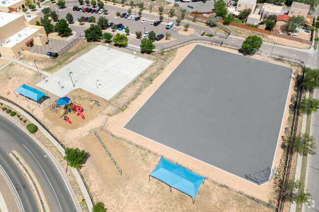 Cesar Chavez Elementary School has a large area for outdoor activities for the students.