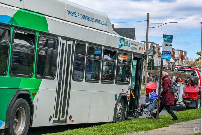 Buses stop at many locations along West Broad Street in West Bethlehem.