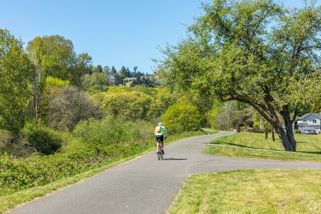 Kent's Green River Trail winds along the river and offers a scenic path for folks to bike along.