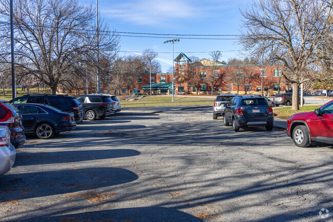 The drive leading into the Charlotte M. Murkland Elementary School in Lowell, MA.