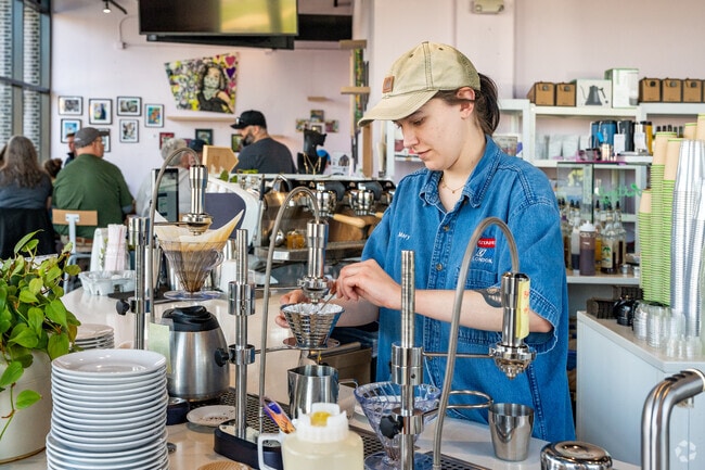 One Line Coffee—River & Rich showcases local art with late‑hour events in Franklinton.