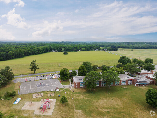 An aerial view of the farms surrounding Mill Road Primary School.