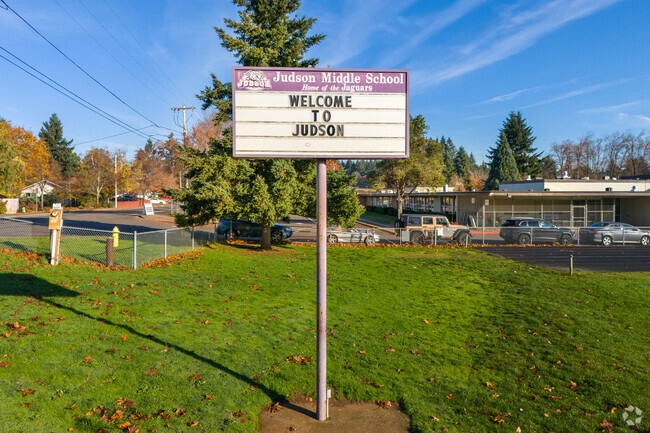 The Judson Middle School Marque stands tall at the entrance to the school.