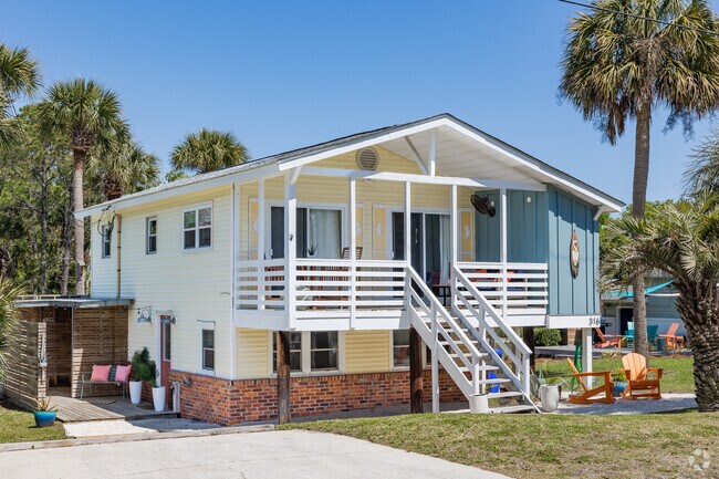 Folly Beach has modern craftsman style homes with striking architectural detail.