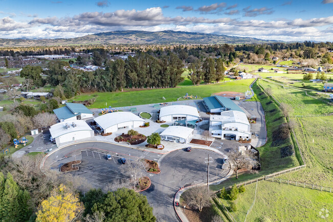 Thomas Page Academy offers a sprawling campus when viewed from above.