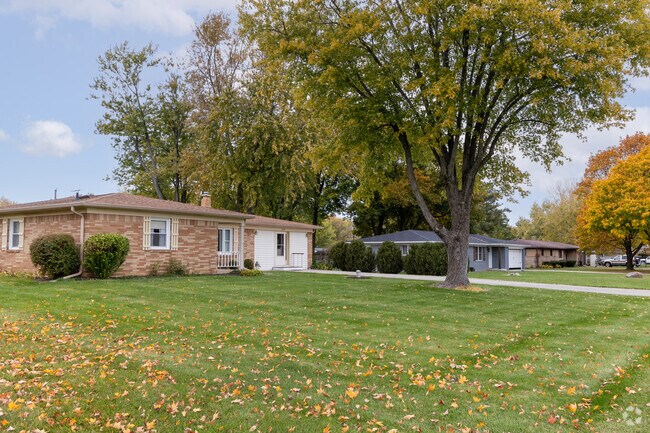 This Goshen neighborhood features single story ranch homes.