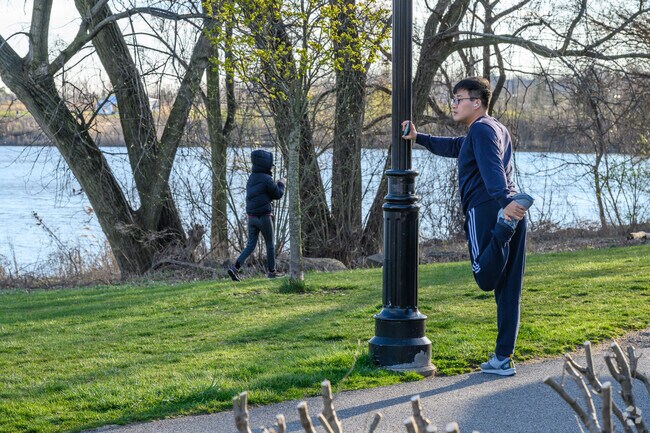 The walking trail in Overpeck Park is a popular destination for joggers and bikers alike.