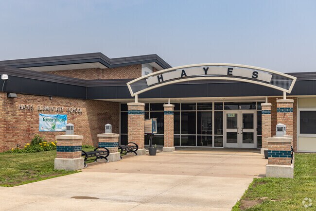 Hayes Elementary School's main entrance signage in the city of Westland.