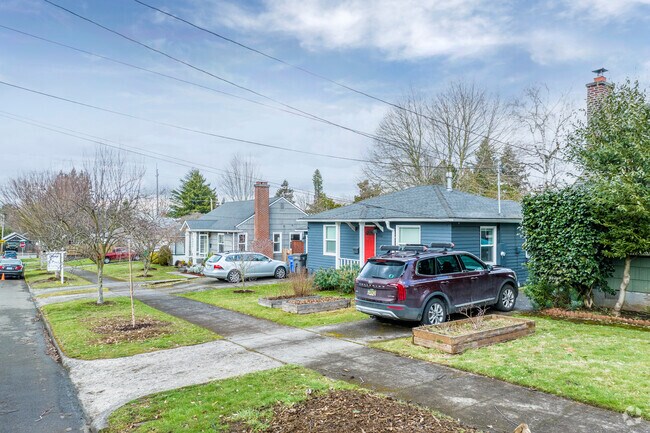 Homes in the charming Roseway neighborhood sit closely together.