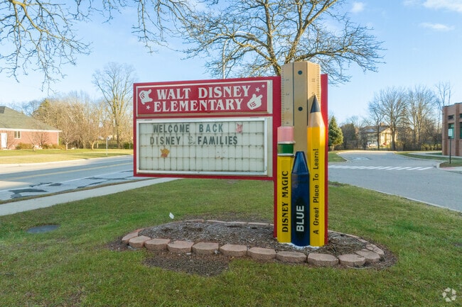 Walt Disney Elementary School sign.