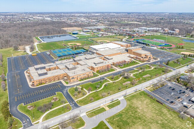 Lincoln-Way East High School has a large campus and plenty of athletic amenities.