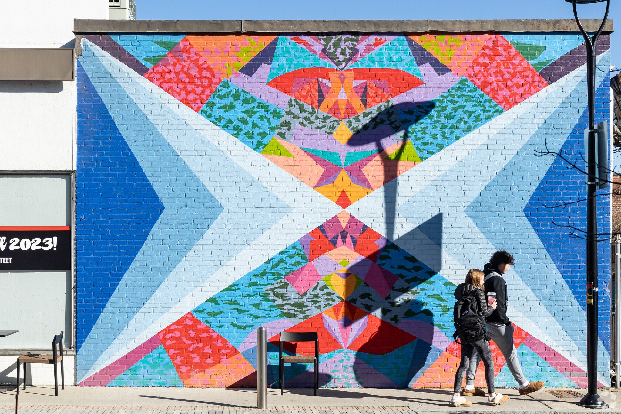 Several beautiful murals grace the brick walls around Newtonville.