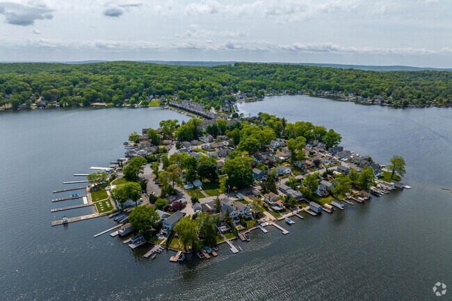 Bertrand Island has many waterfront properties in Mt. Arlington.
