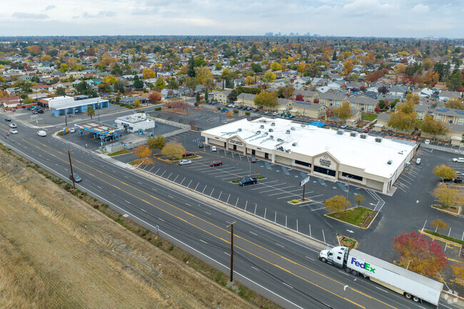Calvary Christian is located next to homes and retail spaces.