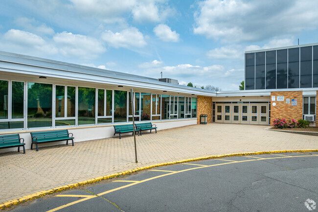 The main entrance to New Providence High School and Middle School, New Providence, NJ.