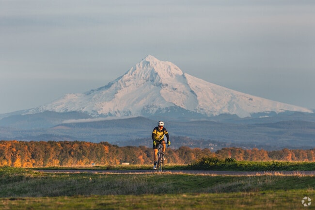 One of the neighborhood's greatest amenities is a bike trail with a view of Mt. Hood.