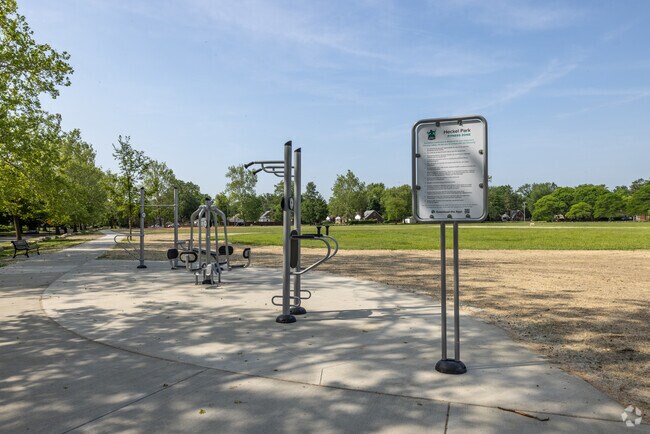 Heckel Park Has an outdoor fitness area and walking paths in The Eye Neighborhood.