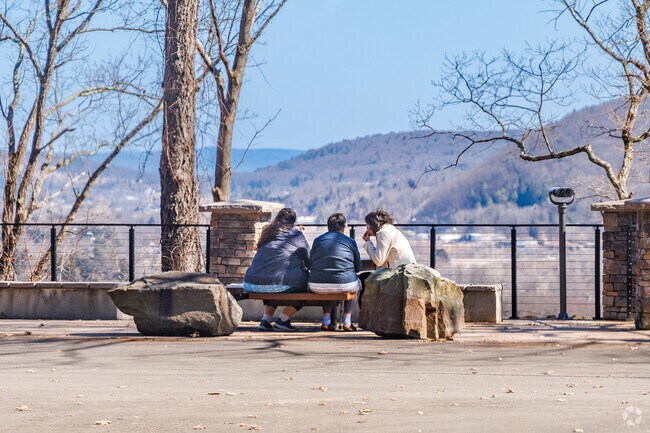 Roundtop Picnic Area's elevated terrain in Endicott offers tranquil afternoons with scenic riverfront views.