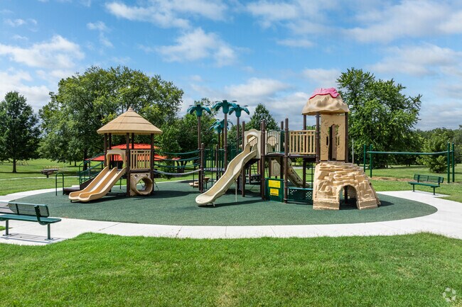 The tropical playground at Betty Phillips Park is fun for all ages.