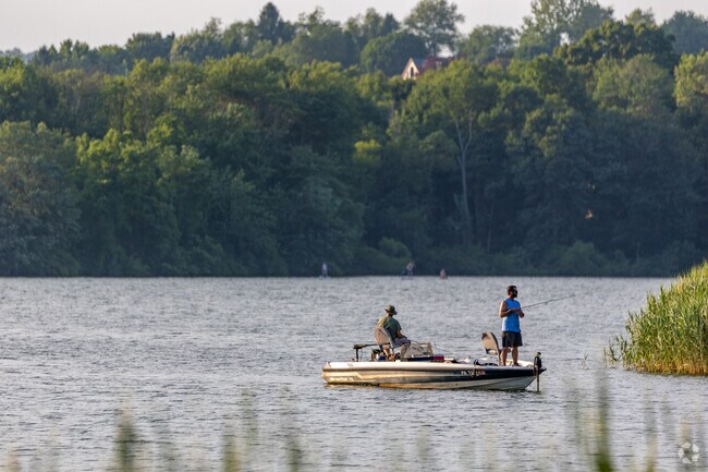 Fisherman try their luck along the banks of Marsh Creek Lake.