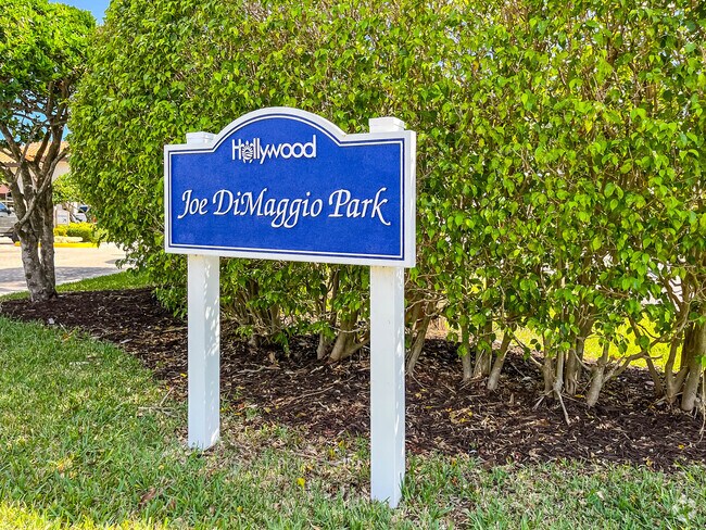 Joe DiMaggio Park is a small green space near Hollywood Lakes.