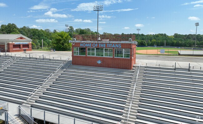 View of the Hopewell High School Titans press box in Huntersville NC.