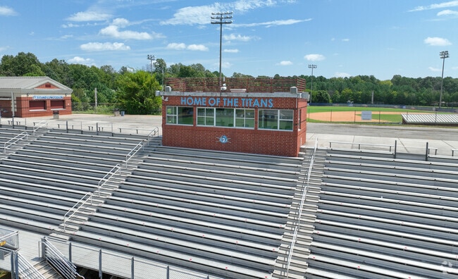 View of the Hopewell High School Titans press box in Huntersville NC.