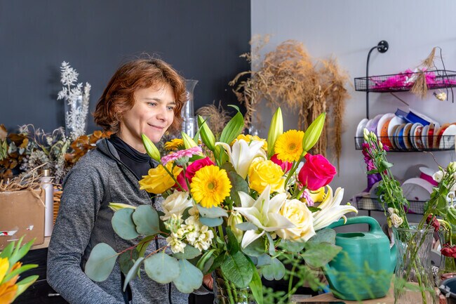 Beautiful flower arrangements can be purchased at Fireside Floral Studio in Summerwood.