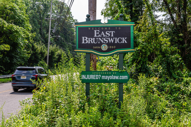 East Brunswick's welcome sign greets residents and visitors alike in East Brunswick, NJ.