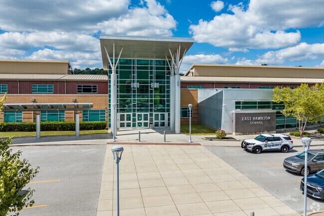 East Hamilton High School serves grades 9-12 with a student-teacher ratio of 18 to 1.