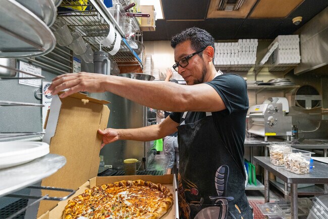 Grab a slice or a whole pie at the neighborhood favorite, Hall Street Pizza in Cook Park.
