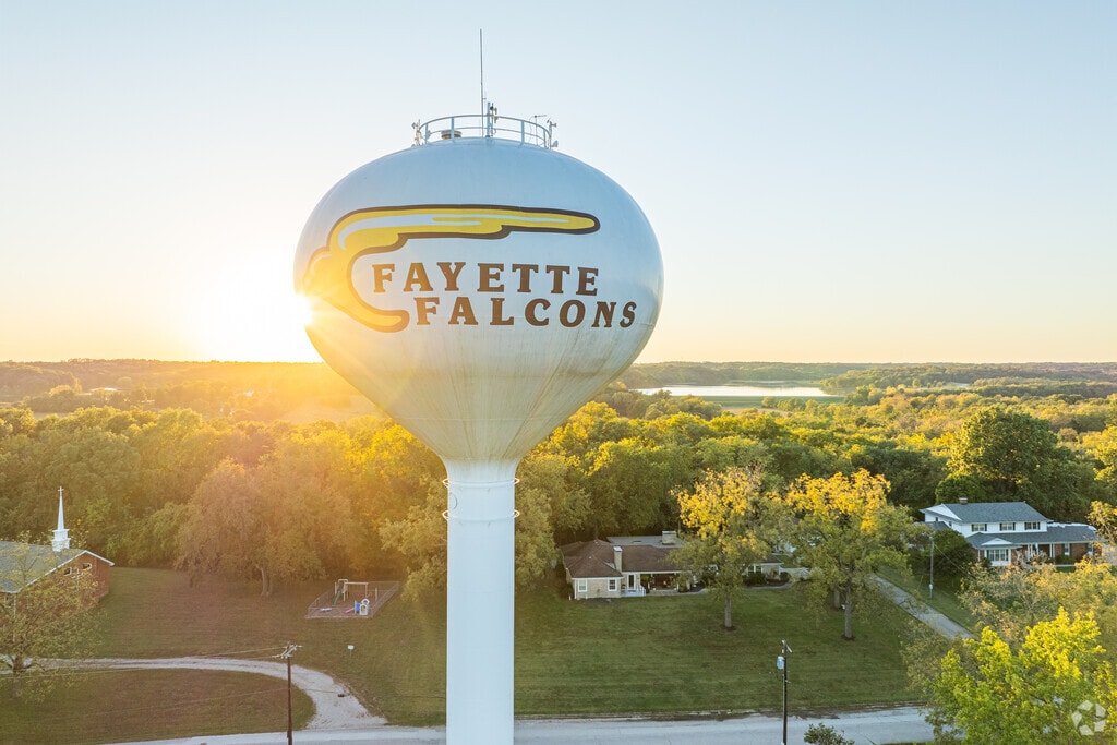 Fayette Falcons water tower overlooks the Howard County seat.
