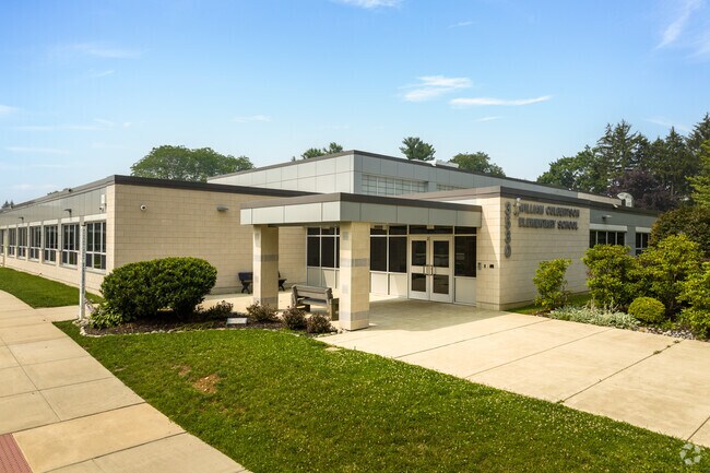 Culbertson Elementary School inviting entrance is clean and modern.