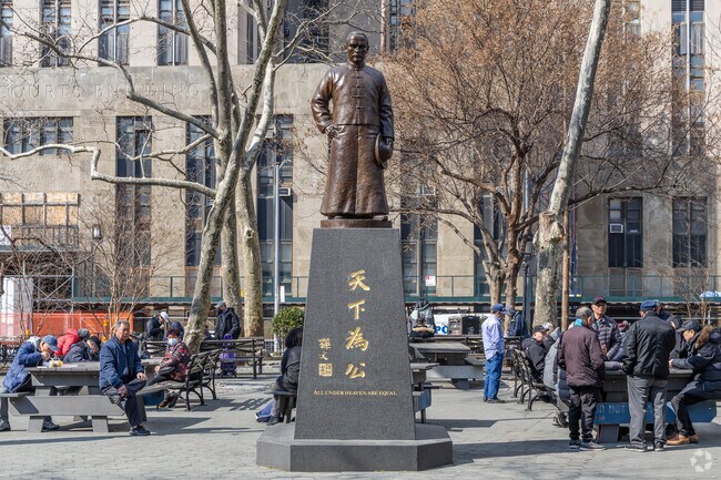 Dr. Sun Yat-sen is honored with a statue in Columbus Park in Chinatown.