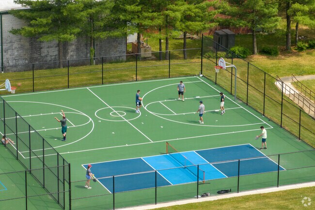 Residents of Bellona-Gittings regularly play basketball at nearby athletic courts.