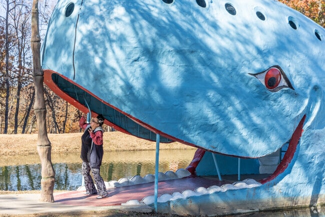 Snap a photo in the mouth of the Blue Whale in Catoosa.