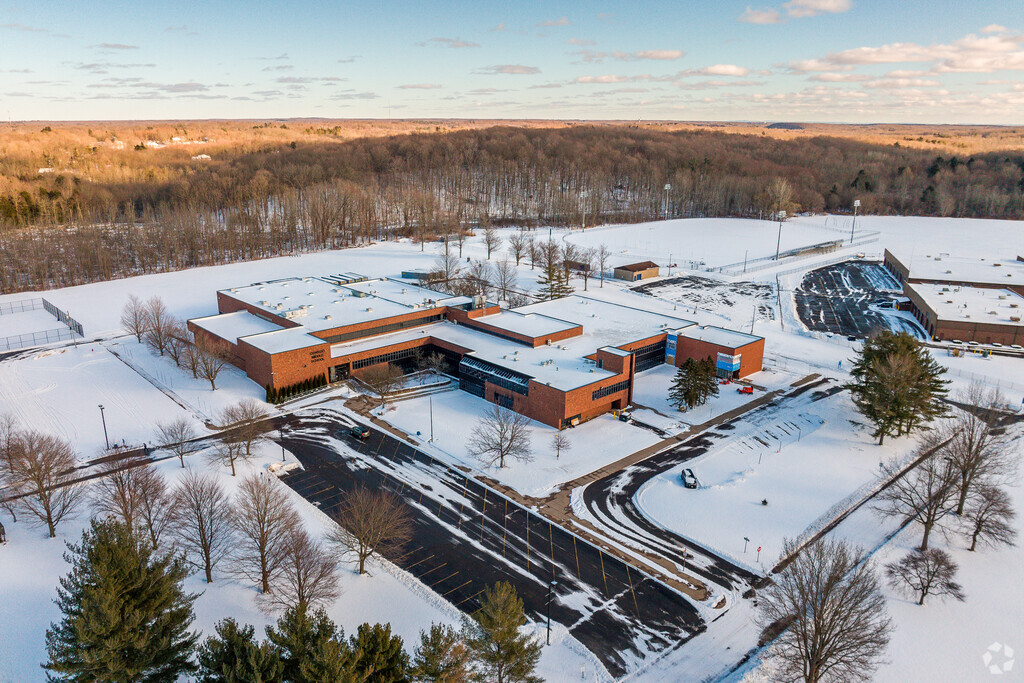 The main parking area and entrance at Oswego Middle School in Oswego.